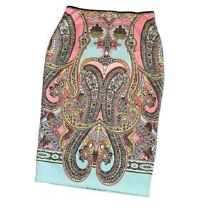 Bisou Bisou Multi-color Paisley Fitted Pencil Skirt Sz Med